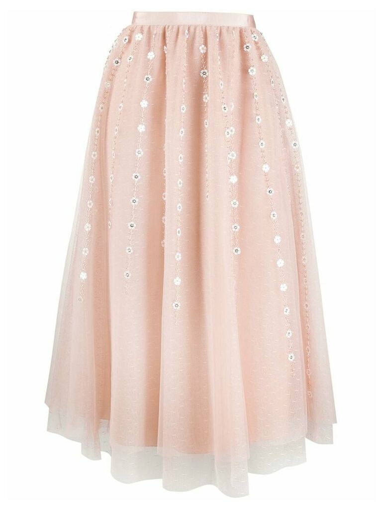 RedValentino floral pattern pleated skirt - NEUTRALS