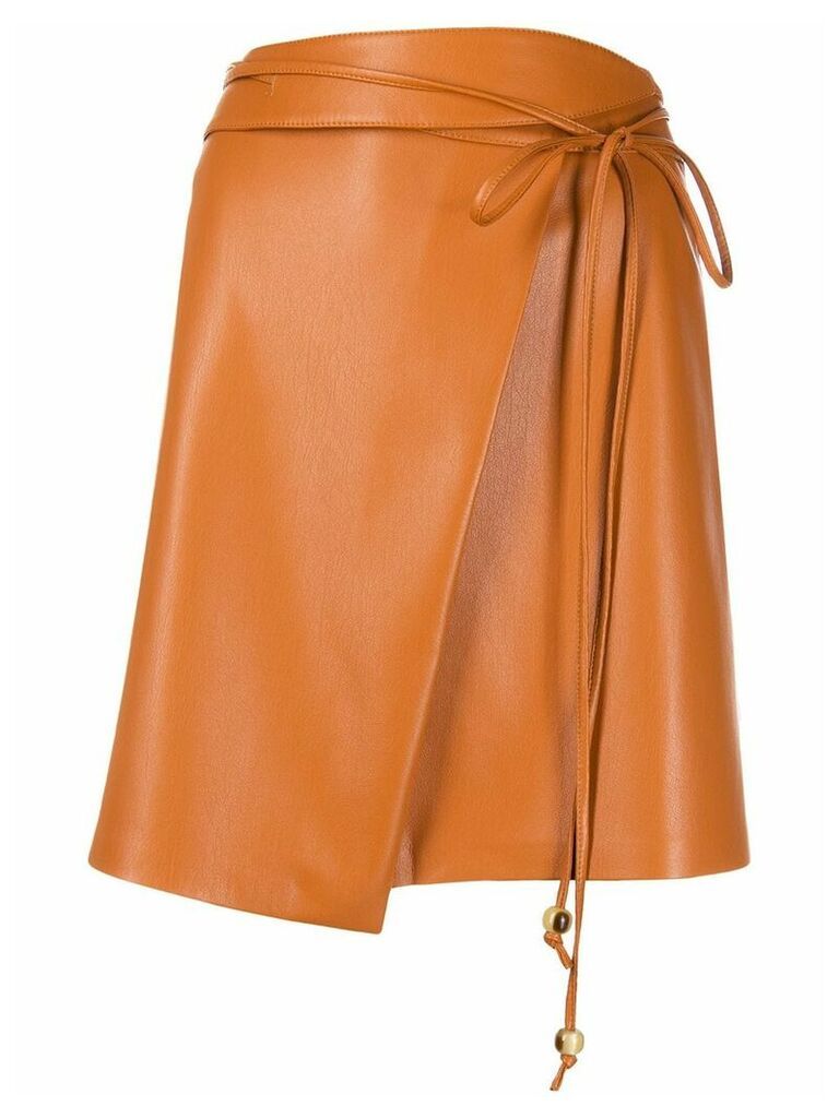 Nanushka Sekoya faux-leather wrap skirt - Brown