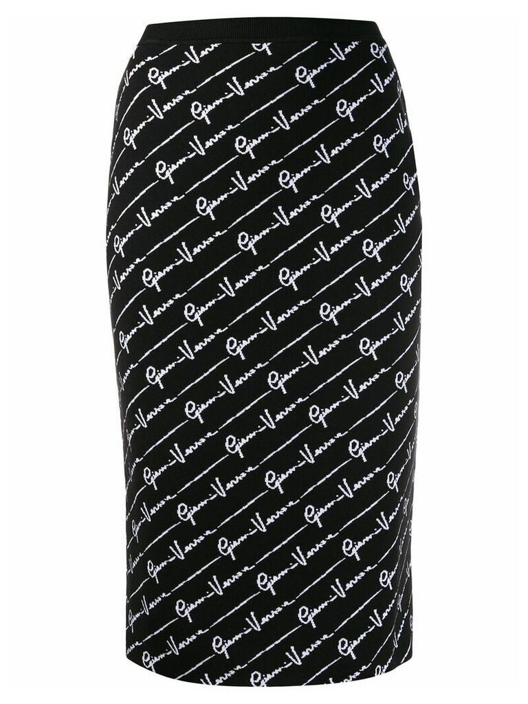 Versace logo print knitted skirt - Black