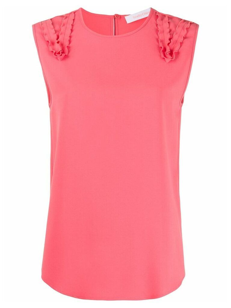 See by Chloé frill-trim sleeveless top - PINK