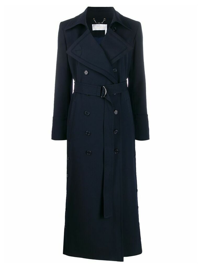 Chloé double breasted midi trench coat - Blue