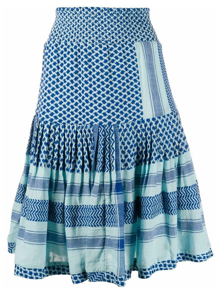 Cecilie Copenhagen Aftergold patterned ruffle skirt - Blue