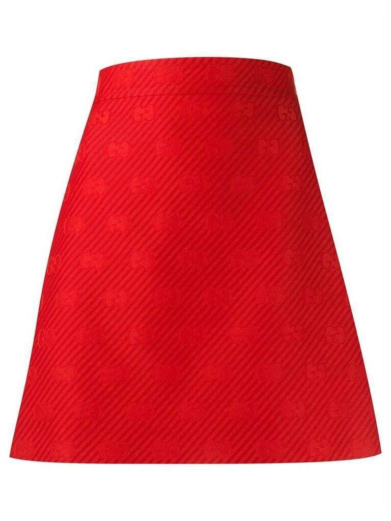 Gucci diagonal GG A-line short skirt - Red