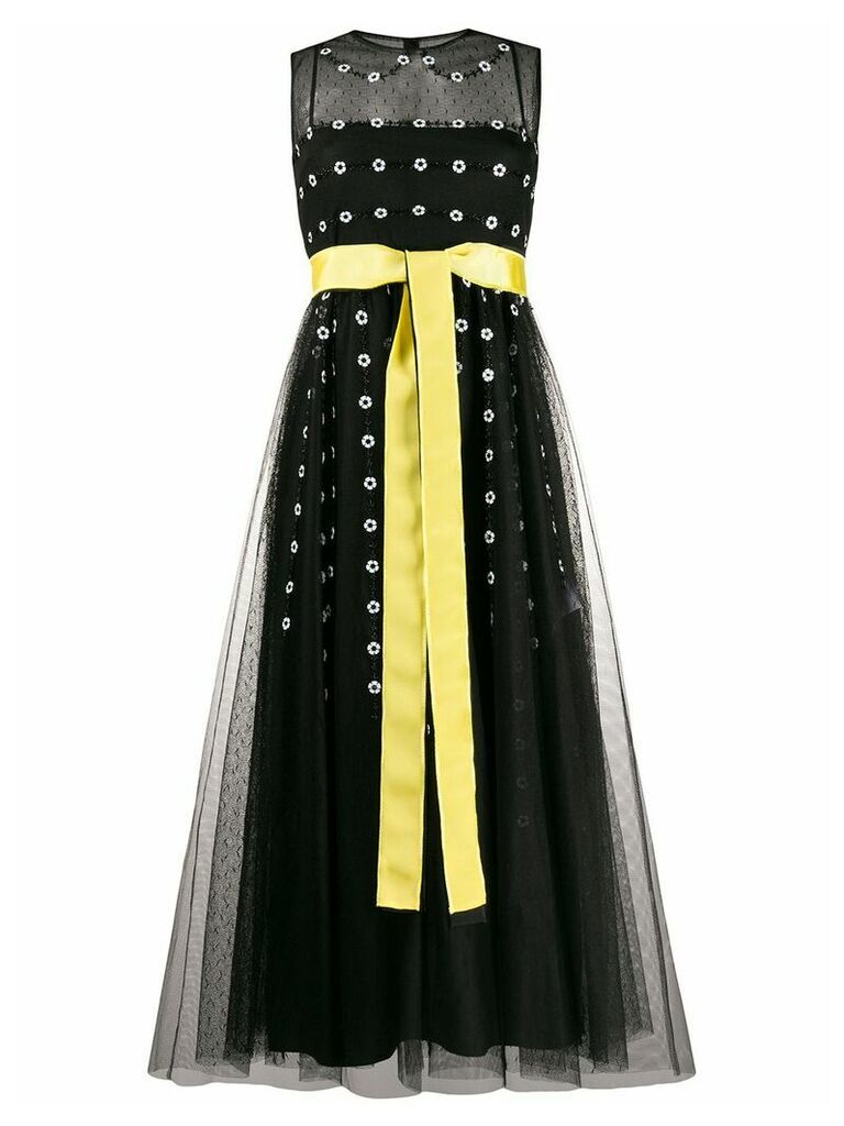 RedValentino floral tulle long dress - Black