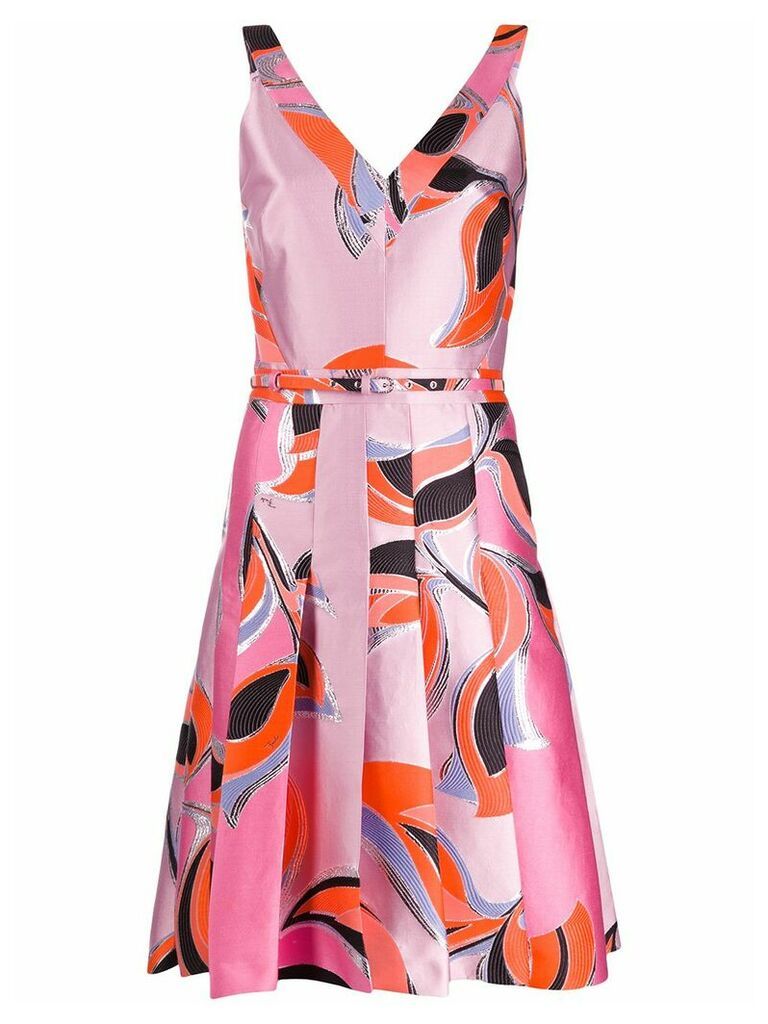 Emilio Pucci geometric print pleated cocktail dress - PINK