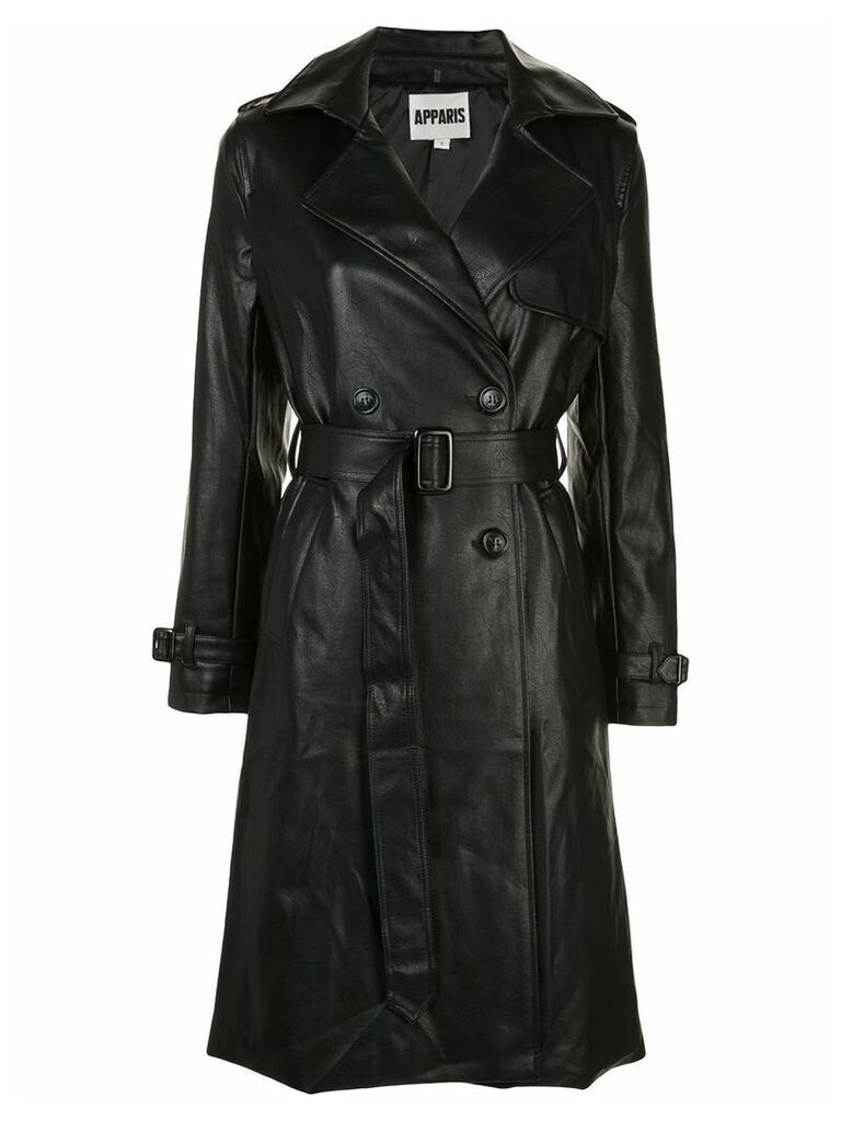 Apparis leather look trench coat - Black