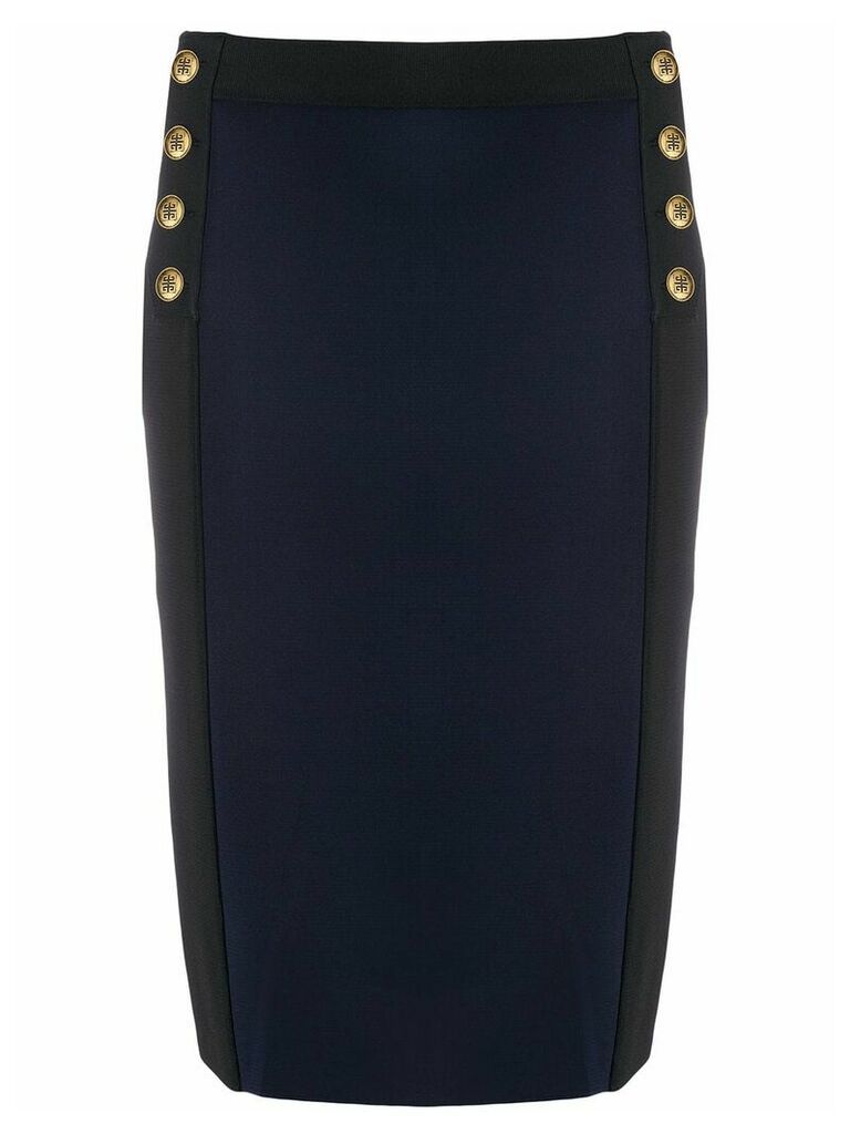 Givenchy button detail pencil skirt - Blue