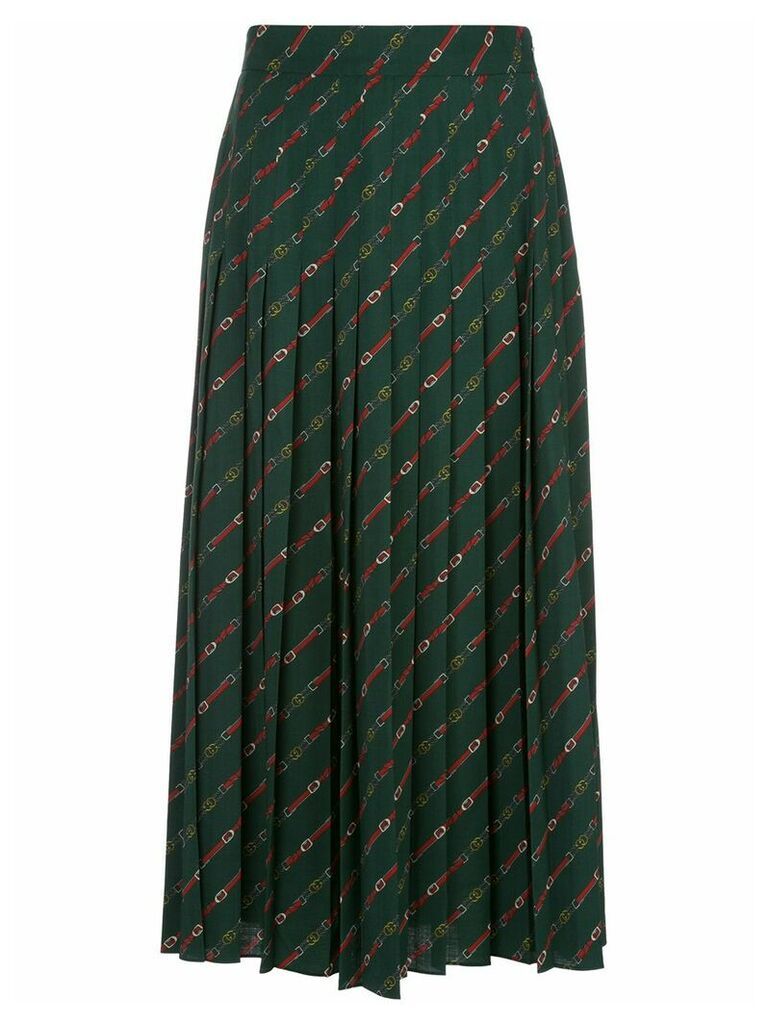 Gucci GG Horsebit print pleated skirt - Green
