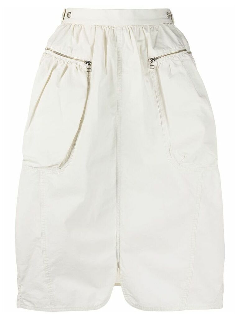 AMBUSH Parachute midi creased cotton skirt - White
