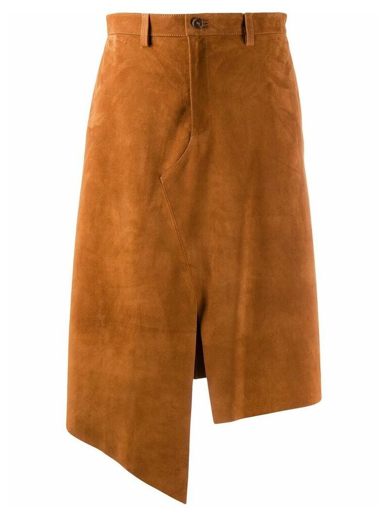 Maison Margiela asymmetric slit skirt - Brown