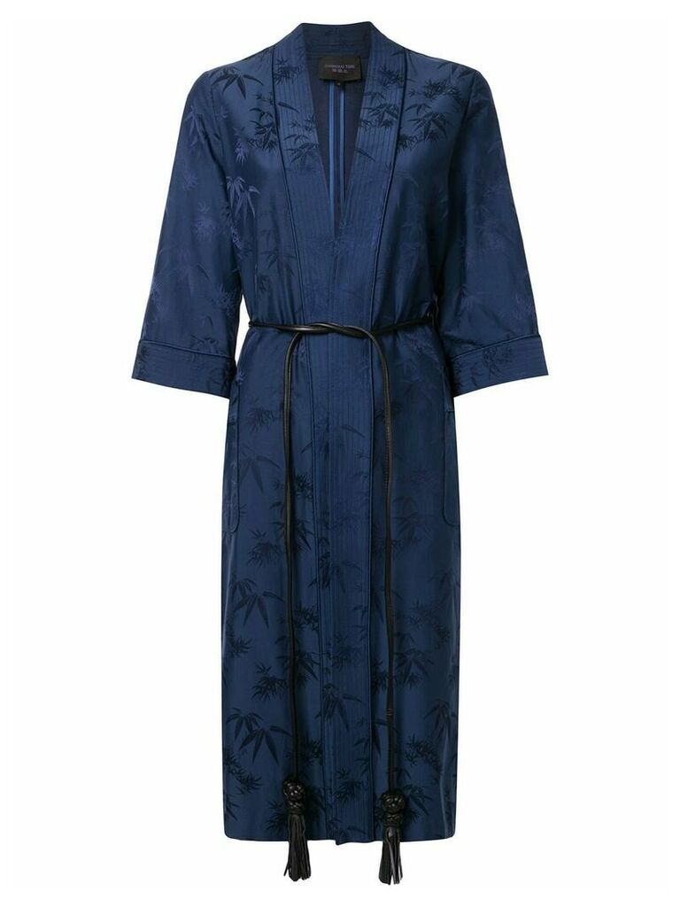 Shanghai Tang Bamboo Jacquard satin kimono robe - Blue