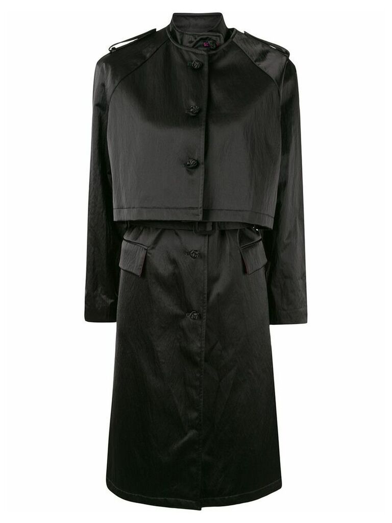Shanghai Tang 4 in 1 Poly Satin lightweight trench coat - Black