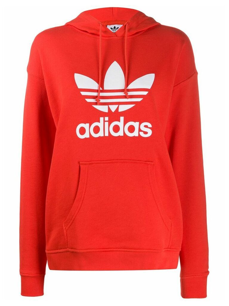 adidas Adicolor logo-print cotton hoodie - Red