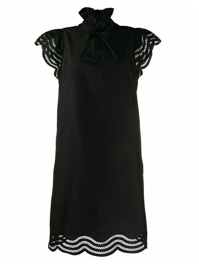P.A.R.O.S.H. Cojourd embroidered wavy details dress - Black