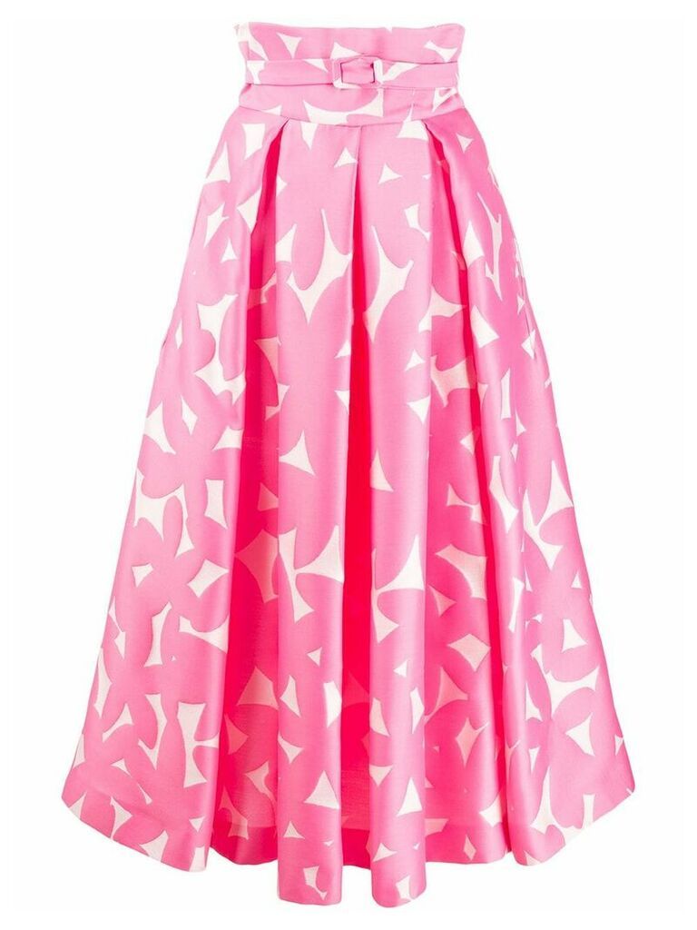 Sara Battaglia floral print belted skirt - PINK