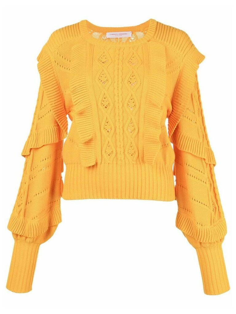 Carolina Herrera cable stitch ruffled sweater - Yellow
