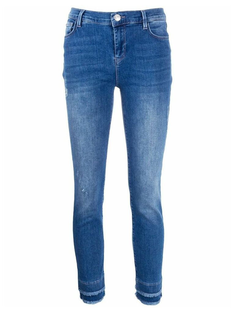 Twin-Set fringed-ankle skinny jeans - Blue