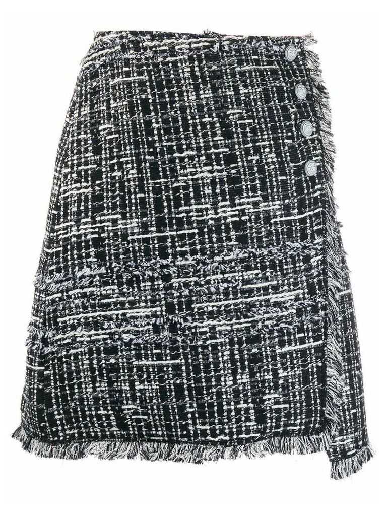 Pinko off-centre buttoned bouclé skirt - Black