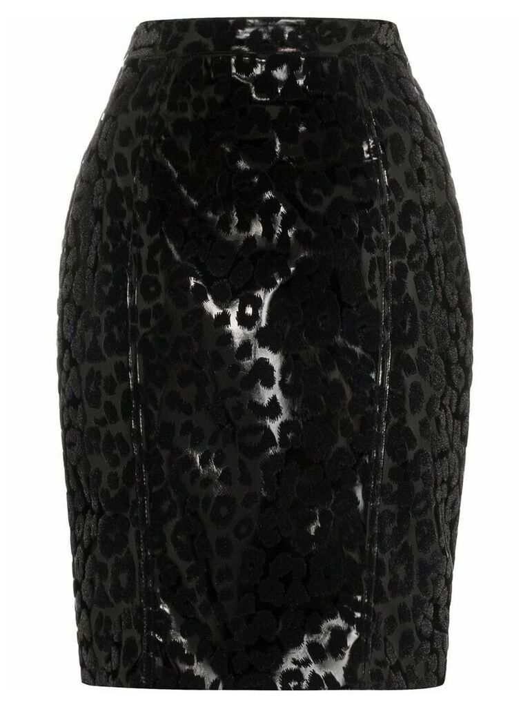 Mugler leopard appliqué skirt - Black