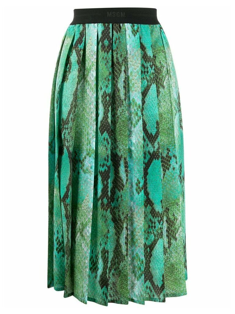 MSGM snakeskin effect pleated skirt - Green