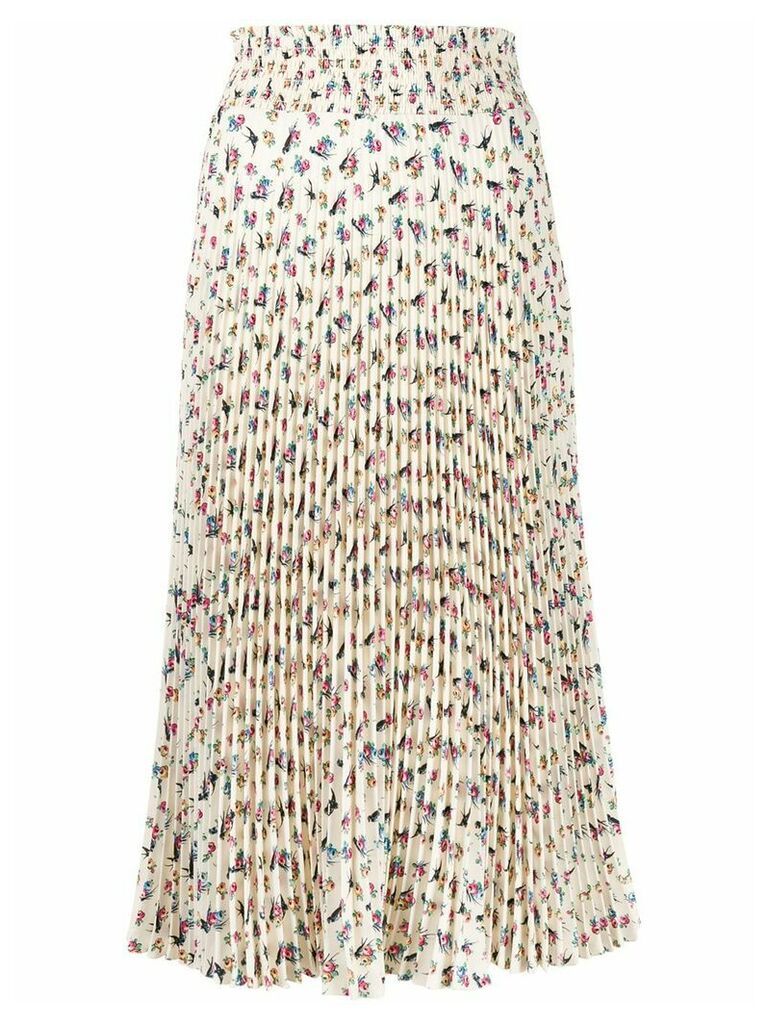 Prada floral-print pleated skirt - Neutrals