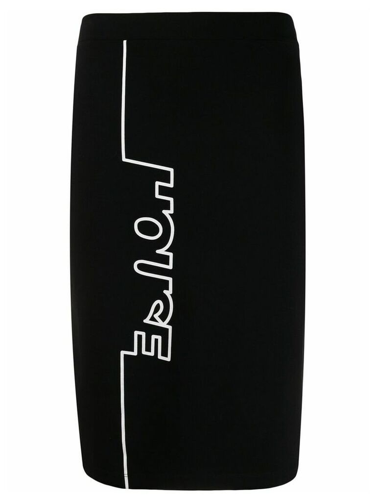 House of Holland logo print fitted pencil skirt - Black