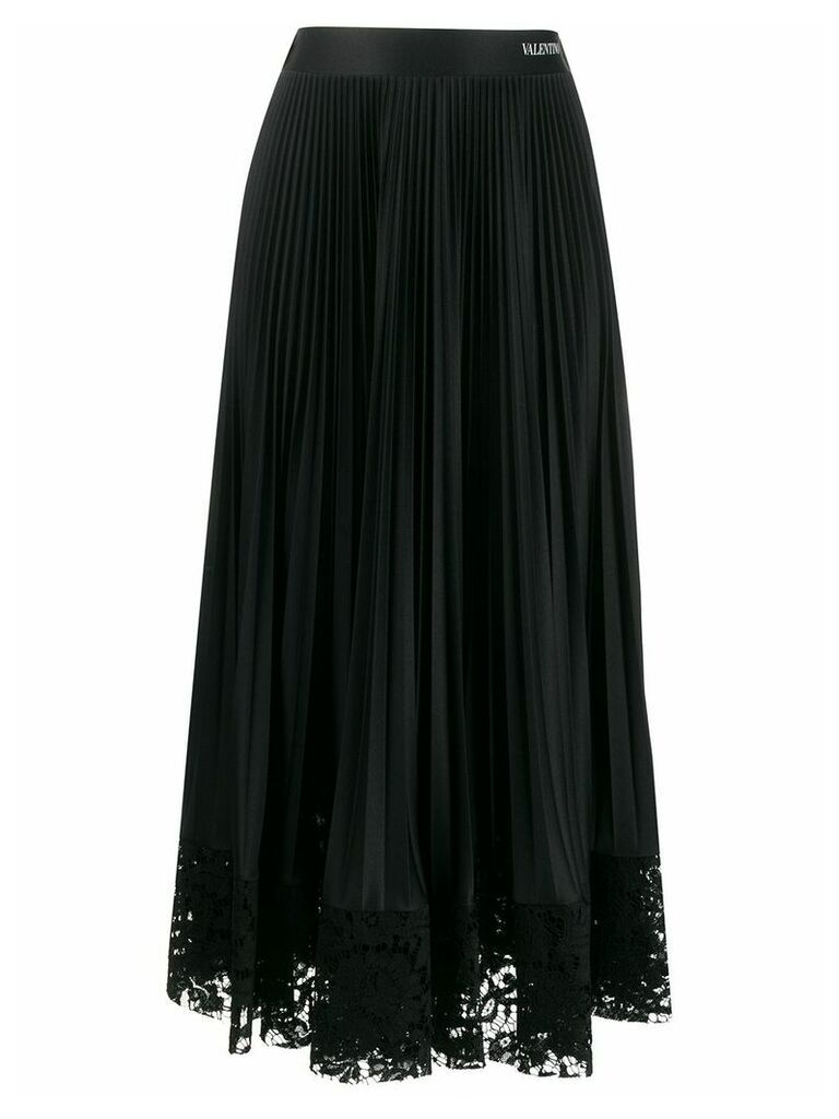 Valentino lace trim pleated skirt - Black