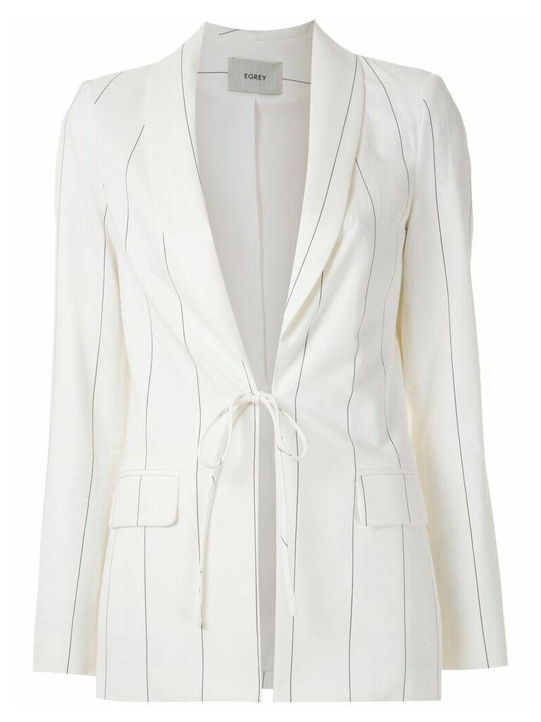 Egrey pinstripes tied blazer - White