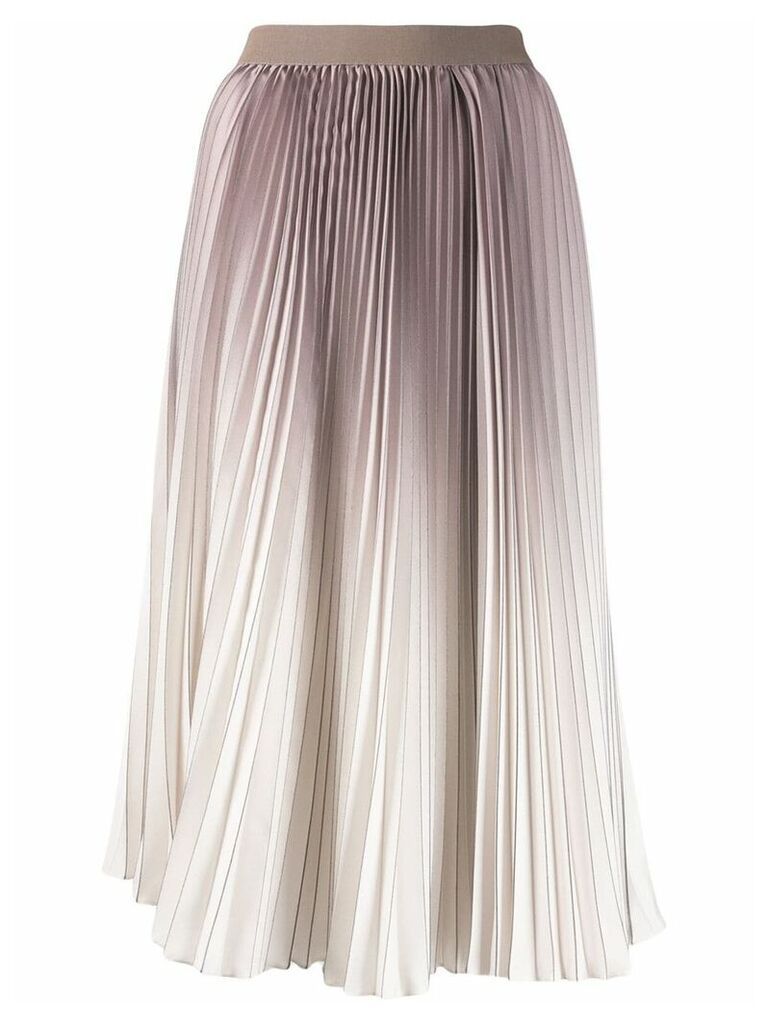 Agnona pleated ombré print skirt - Brown