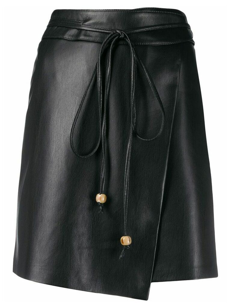 Nanushka Sekoya vegan leather wrap skirt - Black
