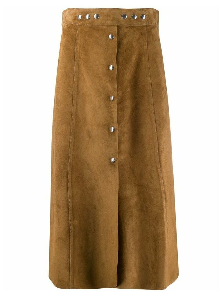 Prada high-waisted buttoned midi skirt - Brown
