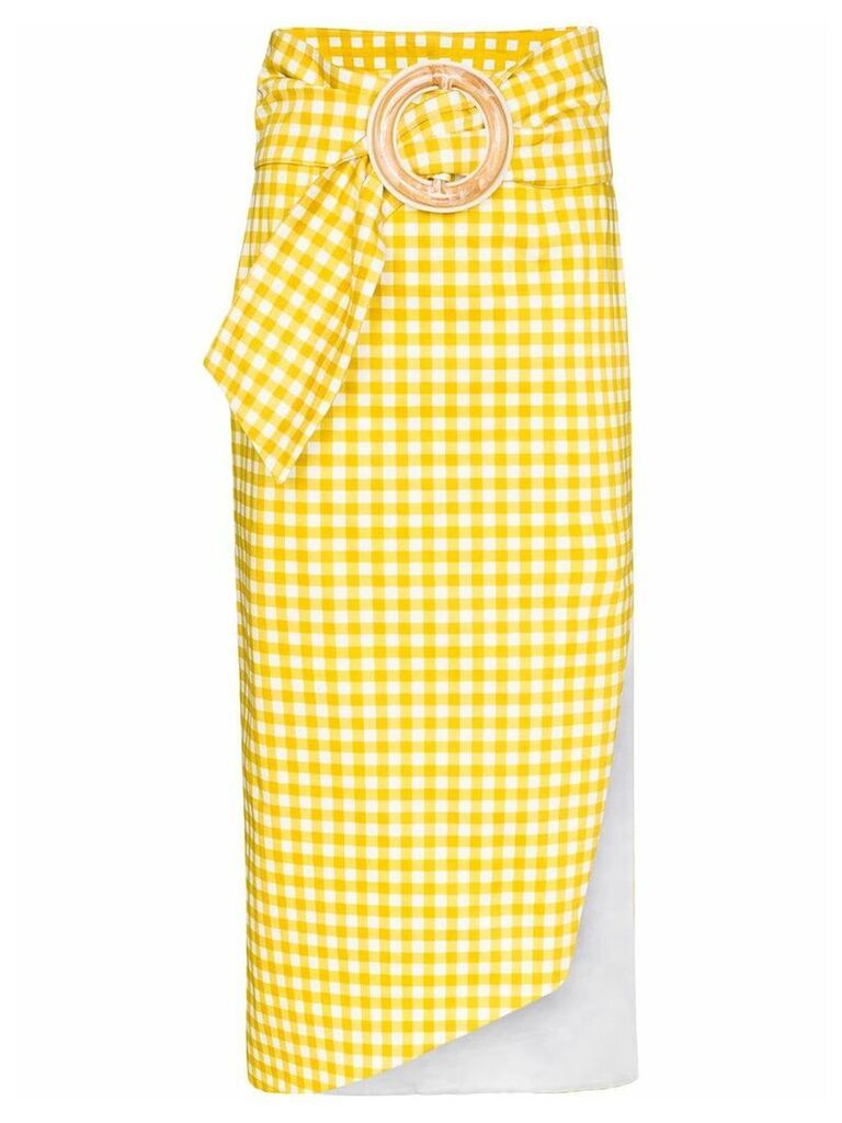 Silvia Tcherassi Fadua gingham belted midi skirt - Yellow