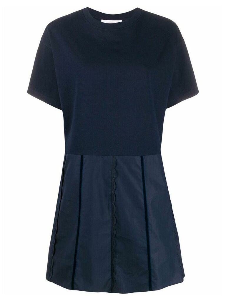 See by Chloé short sleeve scalloped details dress - Blue