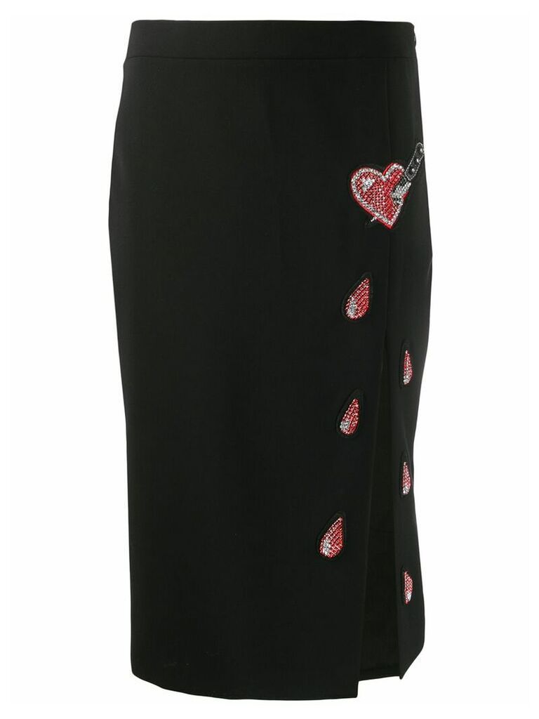 Moschino heart patch pencil skirt - Black
