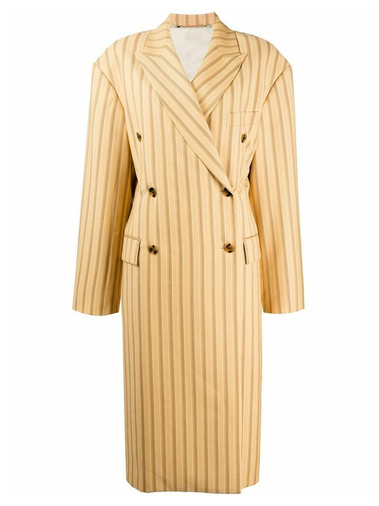 Acne Studios Double-breasted pinstripe overcoat - NEUTRALS
