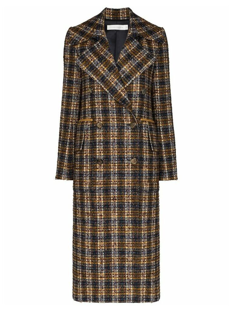 Victoria Beckham double-breasted tweed coat - Blue