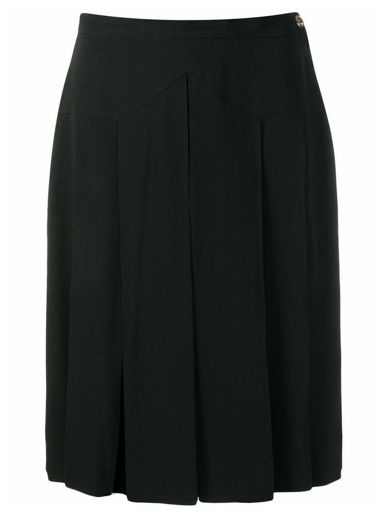 Chanel Pre-Owned 1990's silk box pleat knee-length skirt - Black