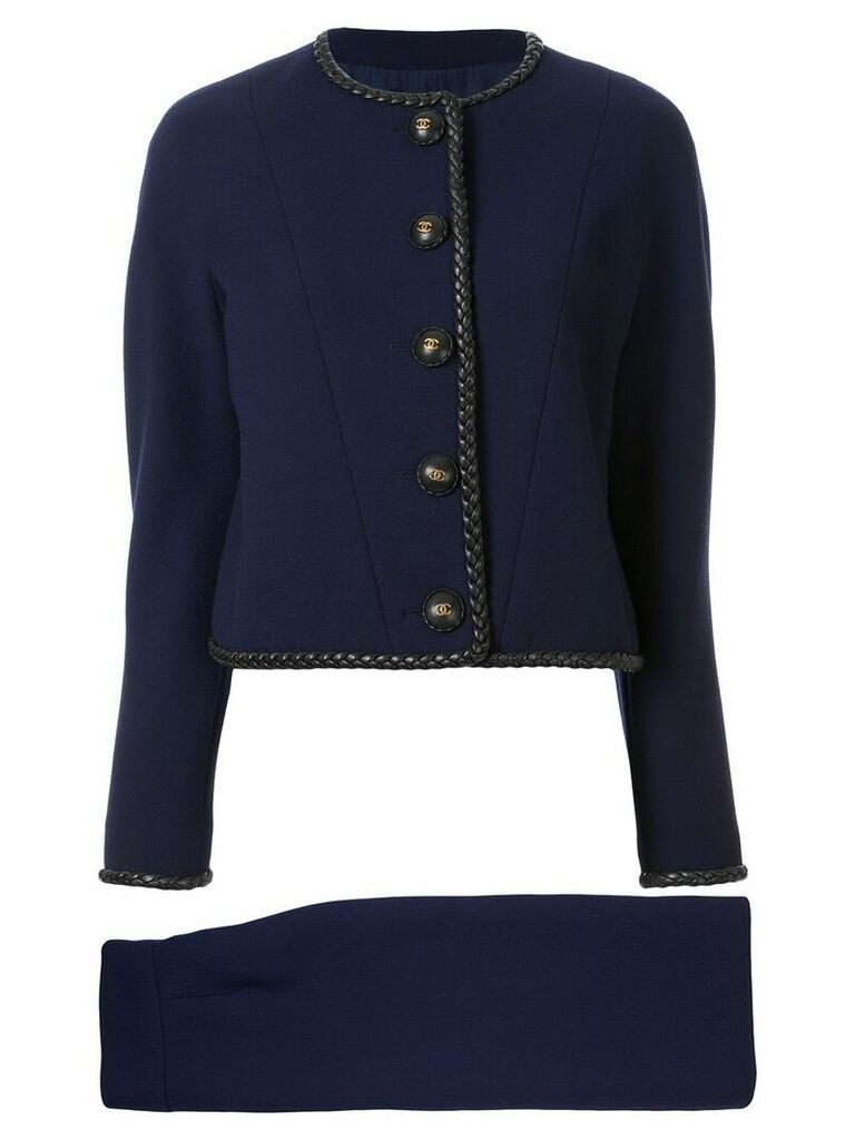 Chanel Pre-Owned braided trim skirt suit - Blue