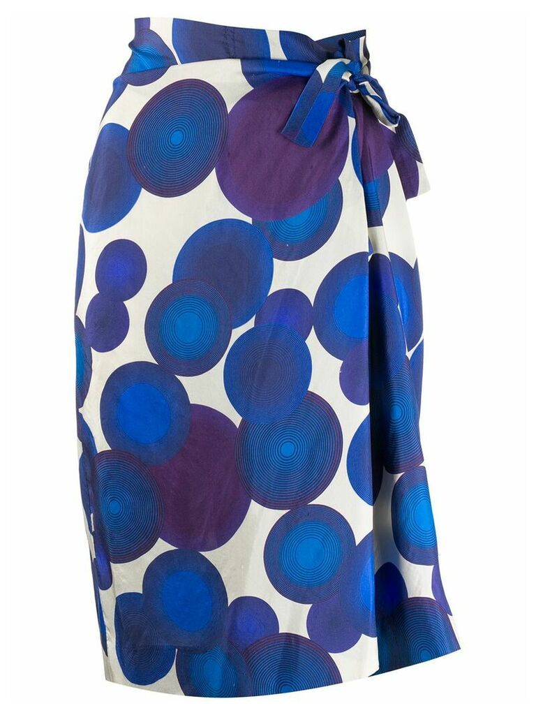 Dries Van Noten Pre-Owned silk 1990s circles printed wrap skirt - Blue