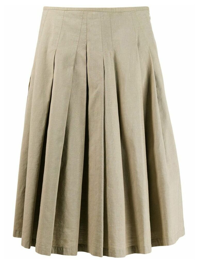 Dries Van Noten Pre-Owned 1990s over-the-knee pleated skirt - NEUTRALS