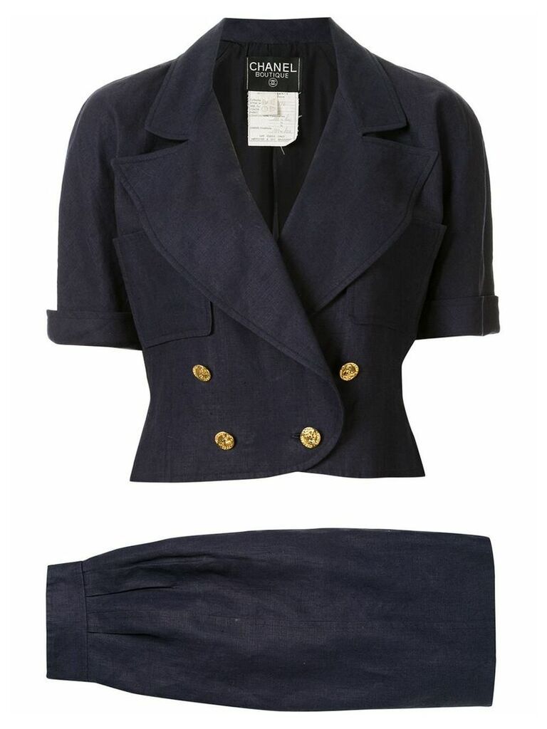Chanel Pre-Owned peaked double-breasted skirt suit - Blue