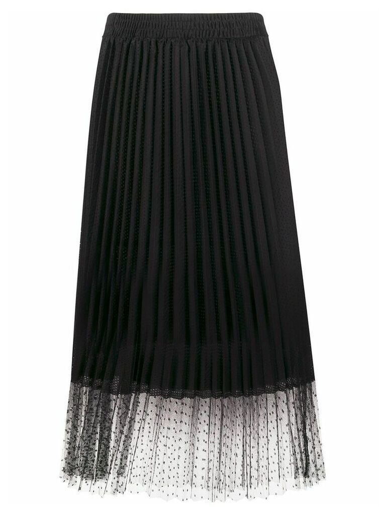 RedValentino point d'esprit pleated midi-skirt - Black