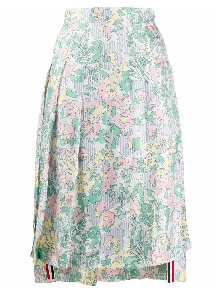 Thom Browne floral-print pleated skirt - Green