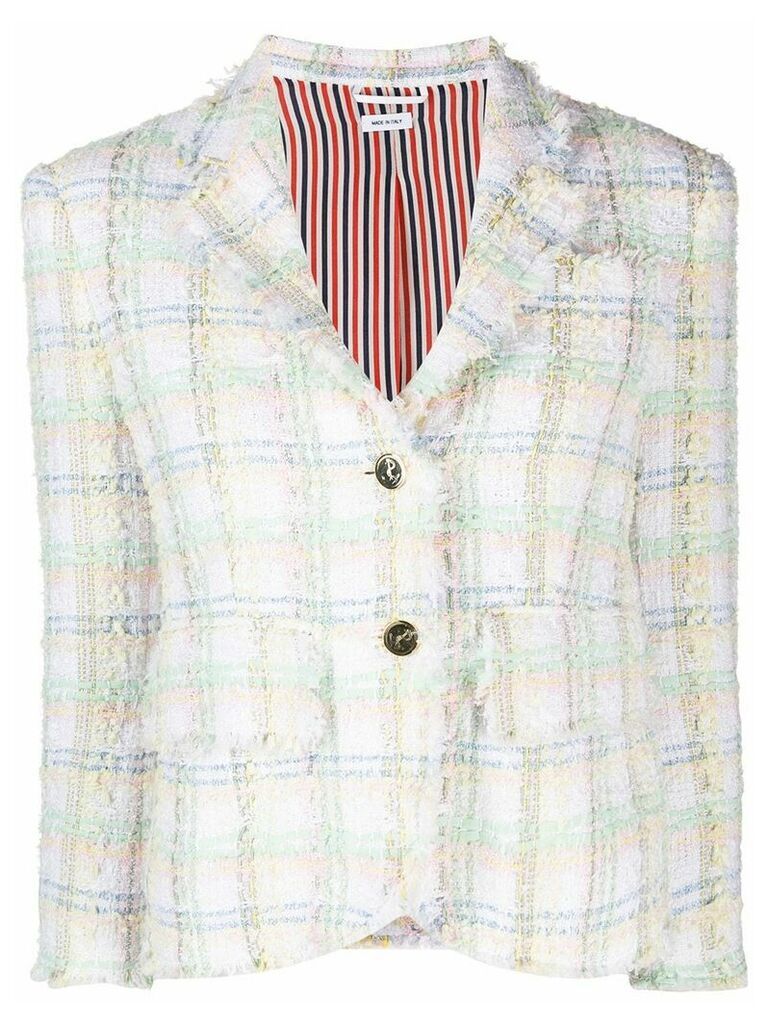 Thom Browne check-print tweed jacket - White