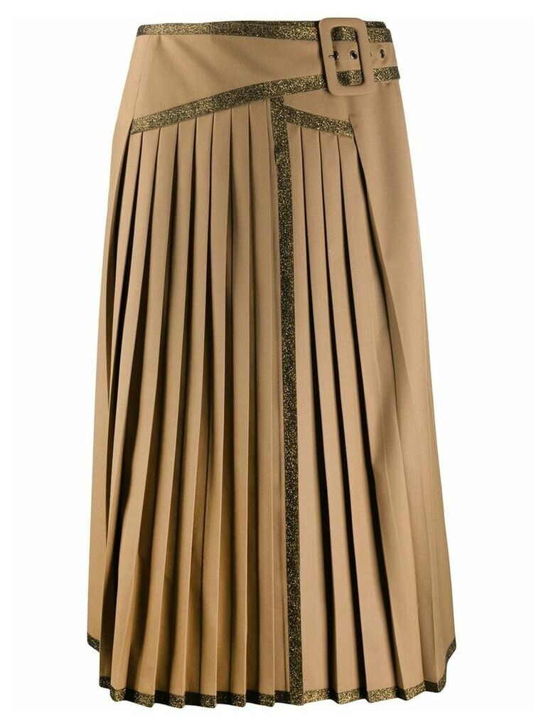 Marco De Vincenzo pleated metallic trim skirt - Neutrals