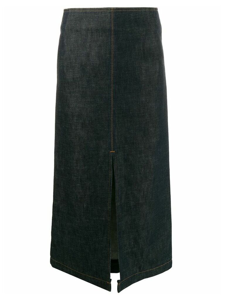 Victoria Beckham front slit denim skirt - Blue