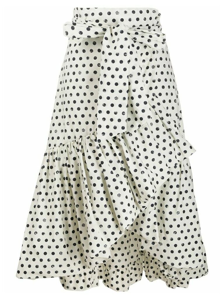 Pinko polka-dot print wrap midi skirt - White