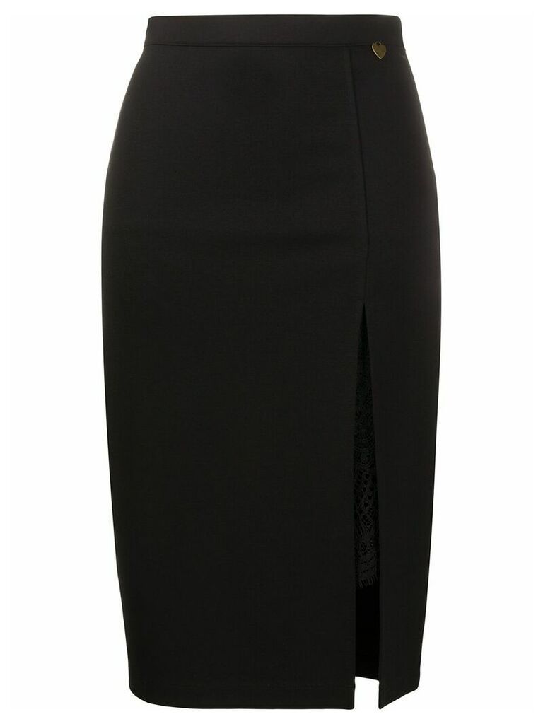 Twin-Set high-waist slit midi skirt - Black