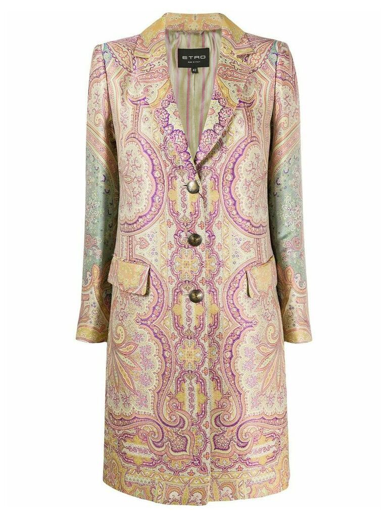 Etro paisley-print fitted coat - Neutrals