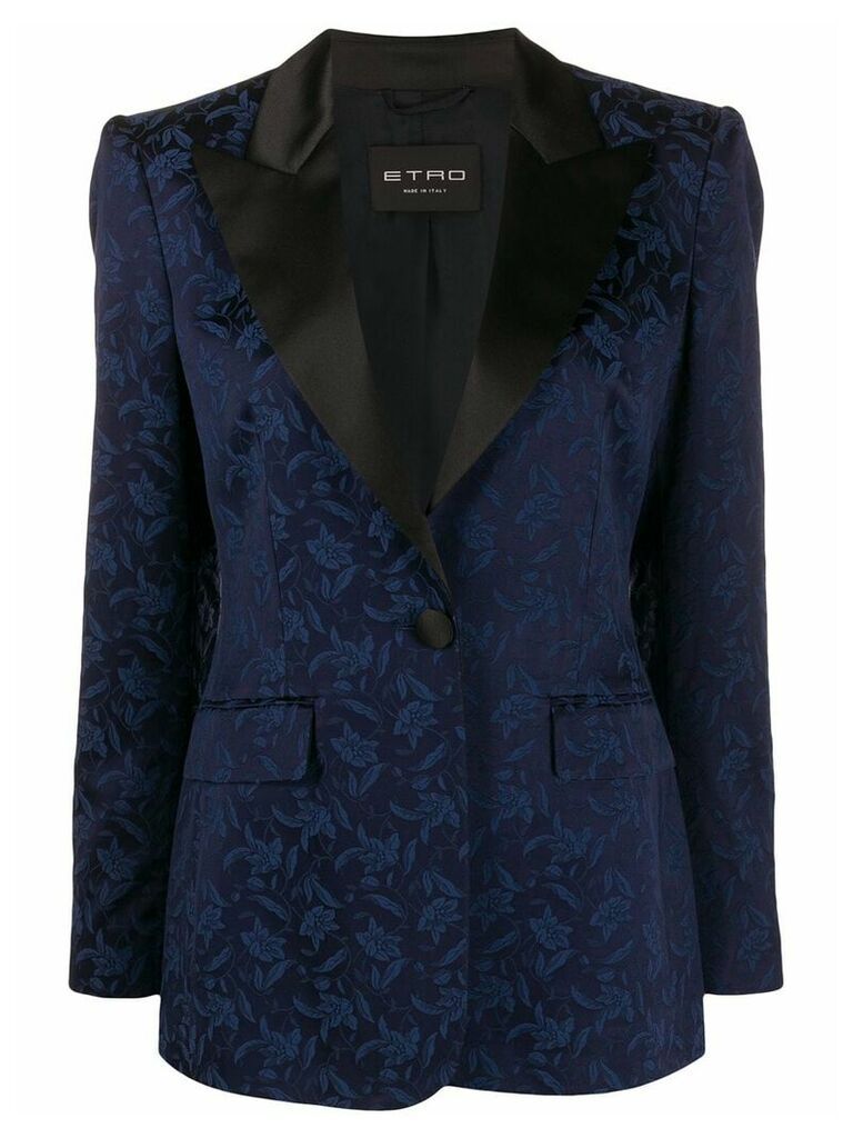 Etro floral-jacquard fitted blazer - Blue